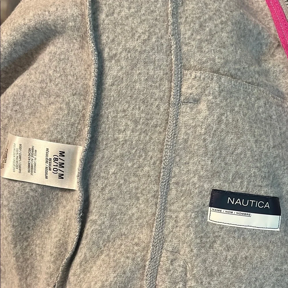 Girls Gray Nautica Jacket with Pink Accents M 8/10 NWOT